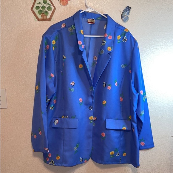 Vibrant Blue Patterned Sport Coat with Classic Lapel - Picture 1 of 5